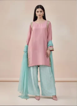 Noor-e-Rosé – Luxury Embellished Katan Silk Ensemble