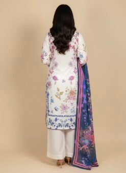 Alternative view of Pearl White Premium Linen Printed Dress