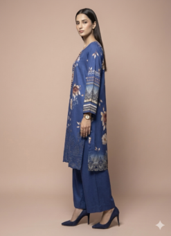Alternative view of Navy Blue Viscose Embroidered Dress