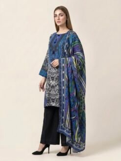 Alternative view of Midnight Black and Ivory Premium Linen Printed Dress