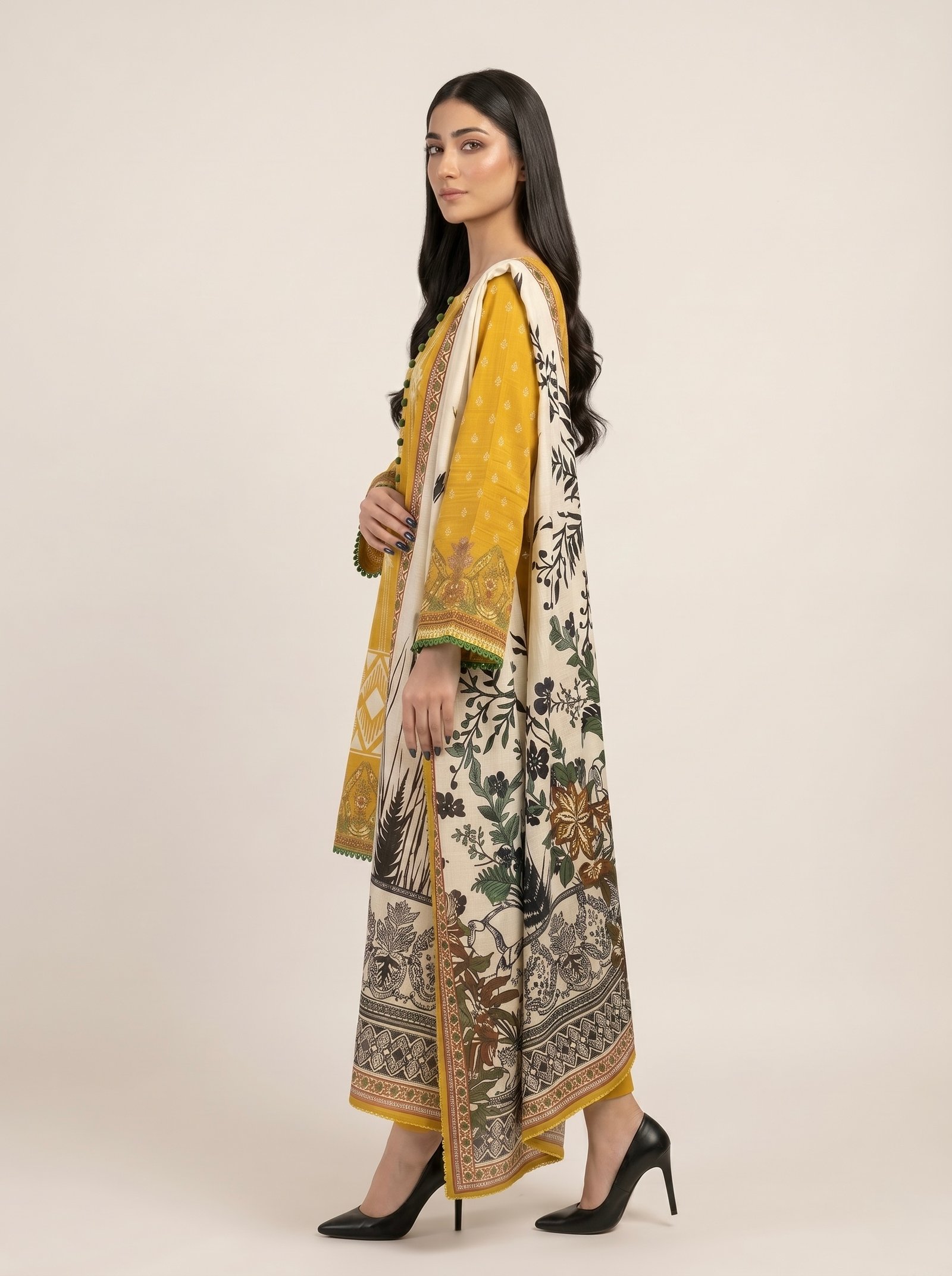 Mustard Yellow-printed-3pc-set