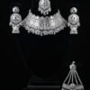 Luxury Silver Mirror Choker Jewelry Set with Crystal Drops