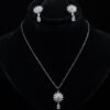 Zircon Floral Pendant Set with Drop Earrings