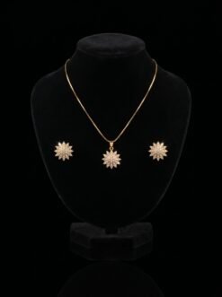 Zircon Starburst Pendant Set with Matching Studs