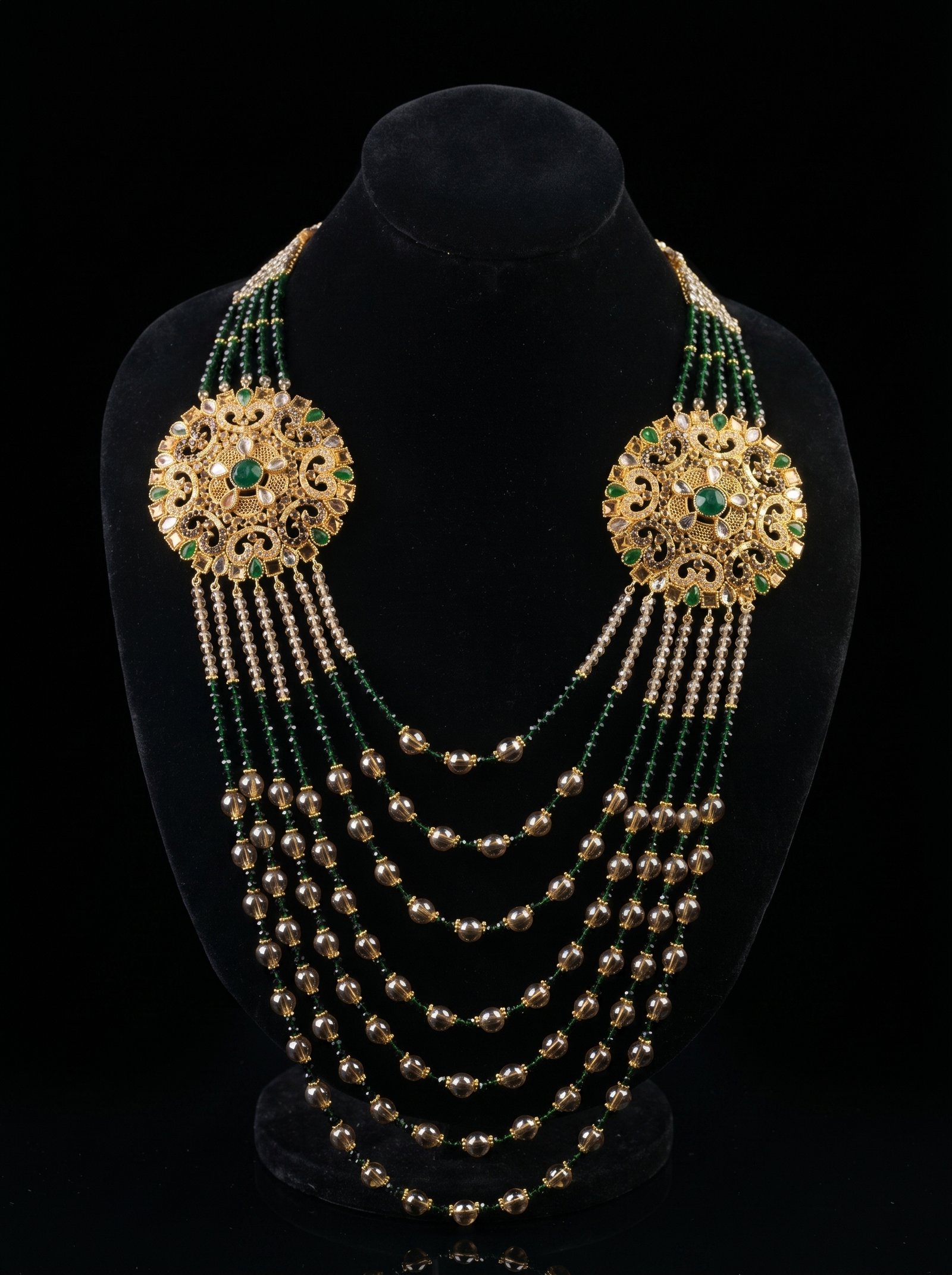 Royal Jadau Panchlada Haar with Emerald Accents