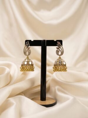 Elegant Golden Peacock Jhumka Earrings