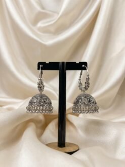 Classic MatteSilver Filigree Jhumkas