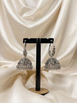 Classic MatteSilver Filigree Jhumkas
