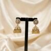 Royal Vintage Cream Jhumka Earrings with Crystal Accents
