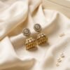 Royal Vintage Cream Jhumka Earrings with Crystal Accents