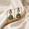 Elegant Emerald Green Peacock Jhumka Earrings