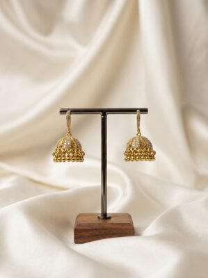 Chic Minimalist Festive Jhumka Earrings with Shimmering Stones