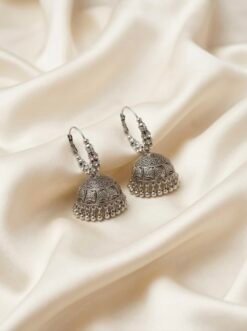 Classic MatteSilver Filigree Jhumkas