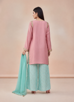 Noor-e-Rosé – Luxury Embellished Katan Silk Ensemble