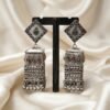 Premium Oxidized Silver Square Tribal Jhumka Earrings