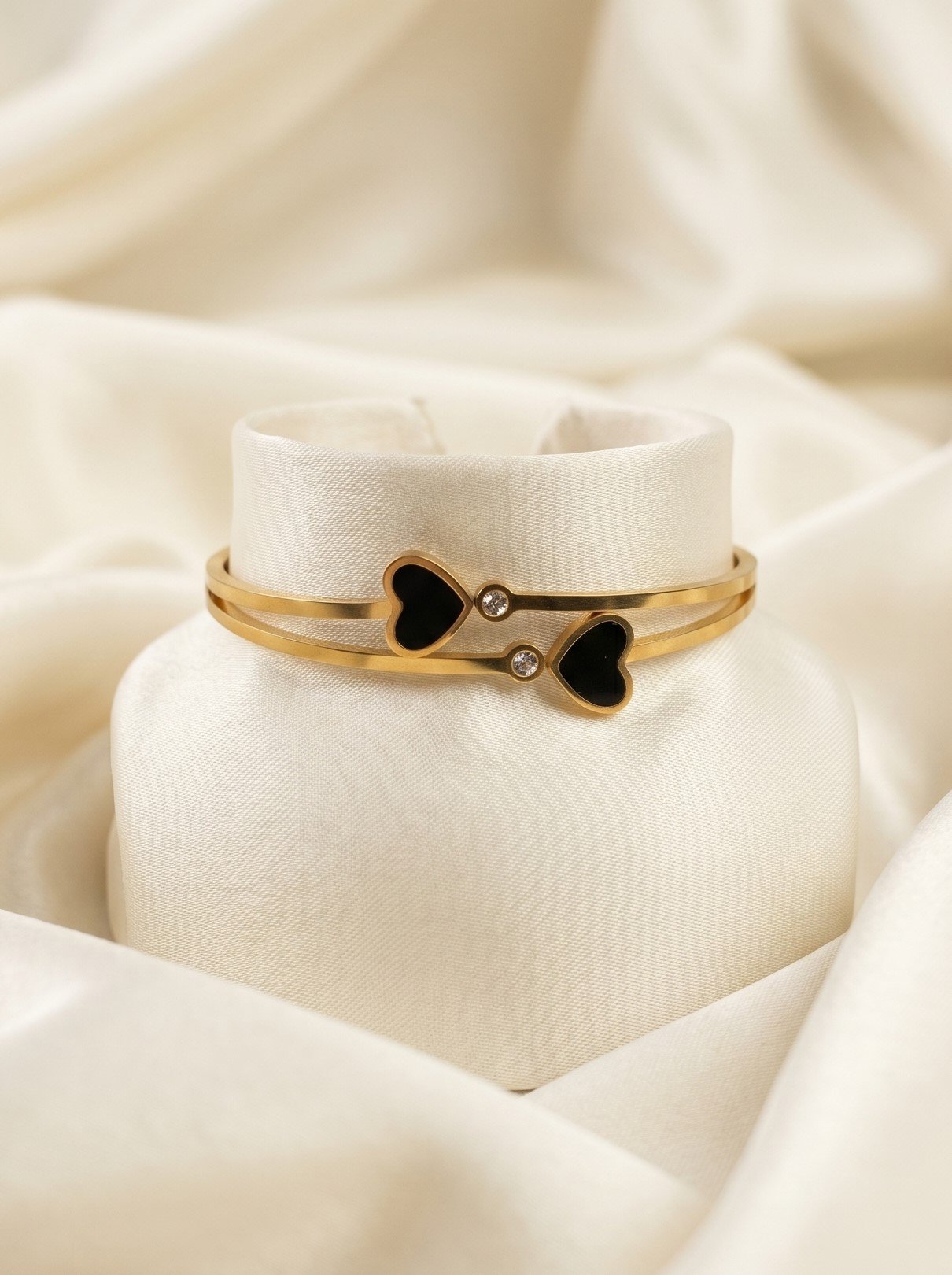 Style Double Layer Black Heart Kada Bracelet