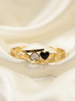 Double Heart Golden Kada Bracelet
