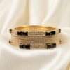 Premium Gold Plated Black Crystal bangles set