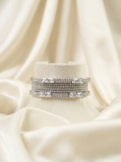 Premium Silver Tone Cubic Zirconia Bridal Churiyan Set
