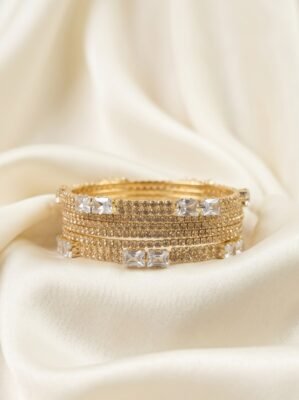 Premium Gold Plated Cubic Zirconia Bridal Churiyan Set