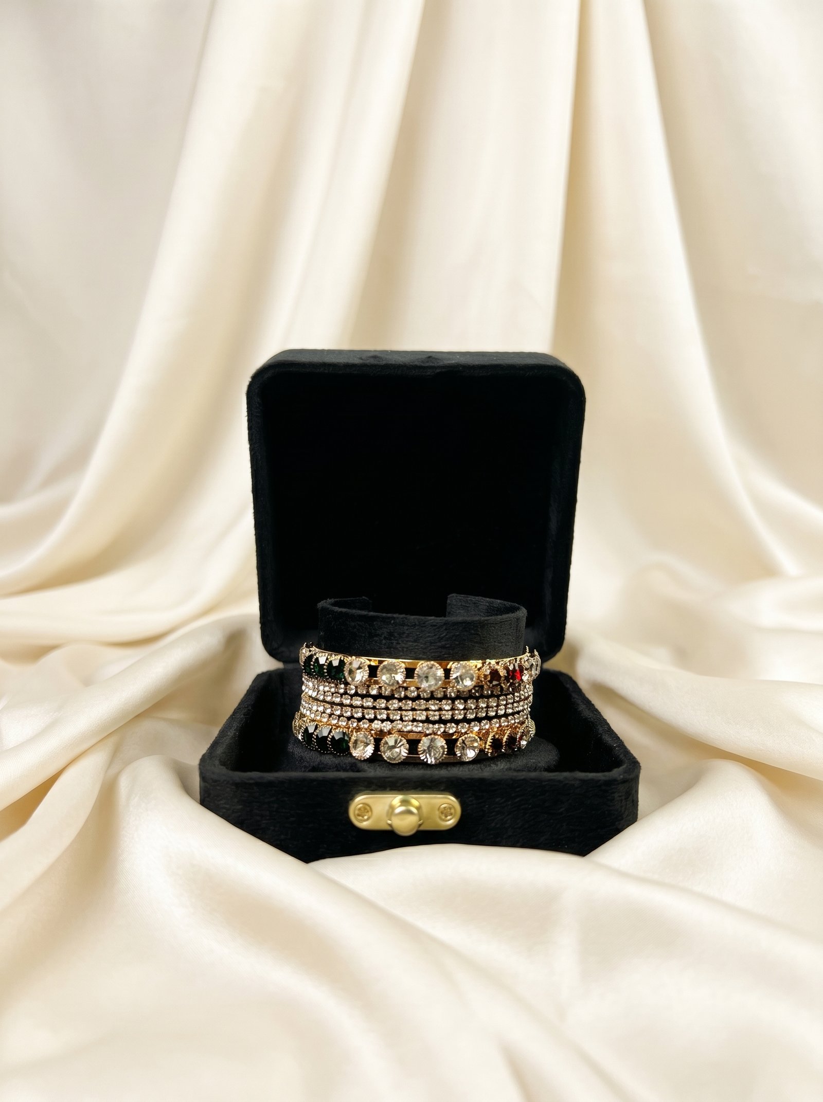 Traditional Multi-Stone Crystal Bangle Set