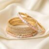Pastel Pink and Zircon Stone Bangle Set