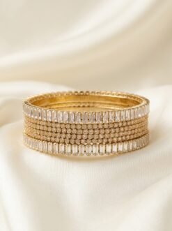 Baguette and Round Cut Zircon Bangle Set