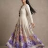 Premium Silk Pleated Maxi Dress with Floral Border and Tassel Detail