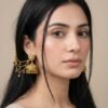 Golden Jhumka Earrings with Layered Sahare Chains – Traditional Bridal and Festive Ear Chains Jewelry for Women