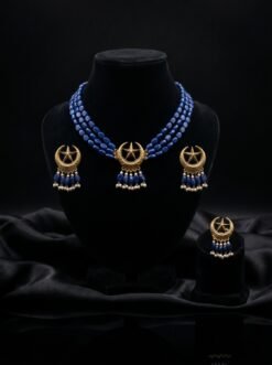 Heritage Blue Bead Chand Tara Jewelry Set