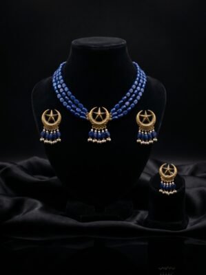 Heritage Blue Bead Chand Tara Jewelry Set