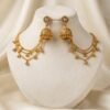 Golden Jhumka Earrings with Layered Sahare Chains – Traditional Bridal and Festive Ear Chains Jewelry for Women