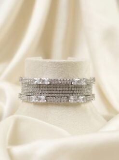 Premium Silver Tone Cubic Zirconia Bridal Churiyan Set