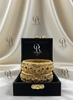 Ethnic Antique Gold-Finish Filigree Bangles Set