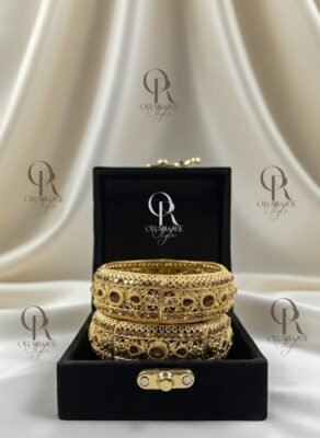 Ethnic Antique Gold-Finish Filigree Bangles Set