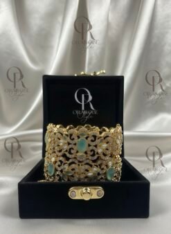 Luxury Mint Green & Gold-Plated Bangle Set
