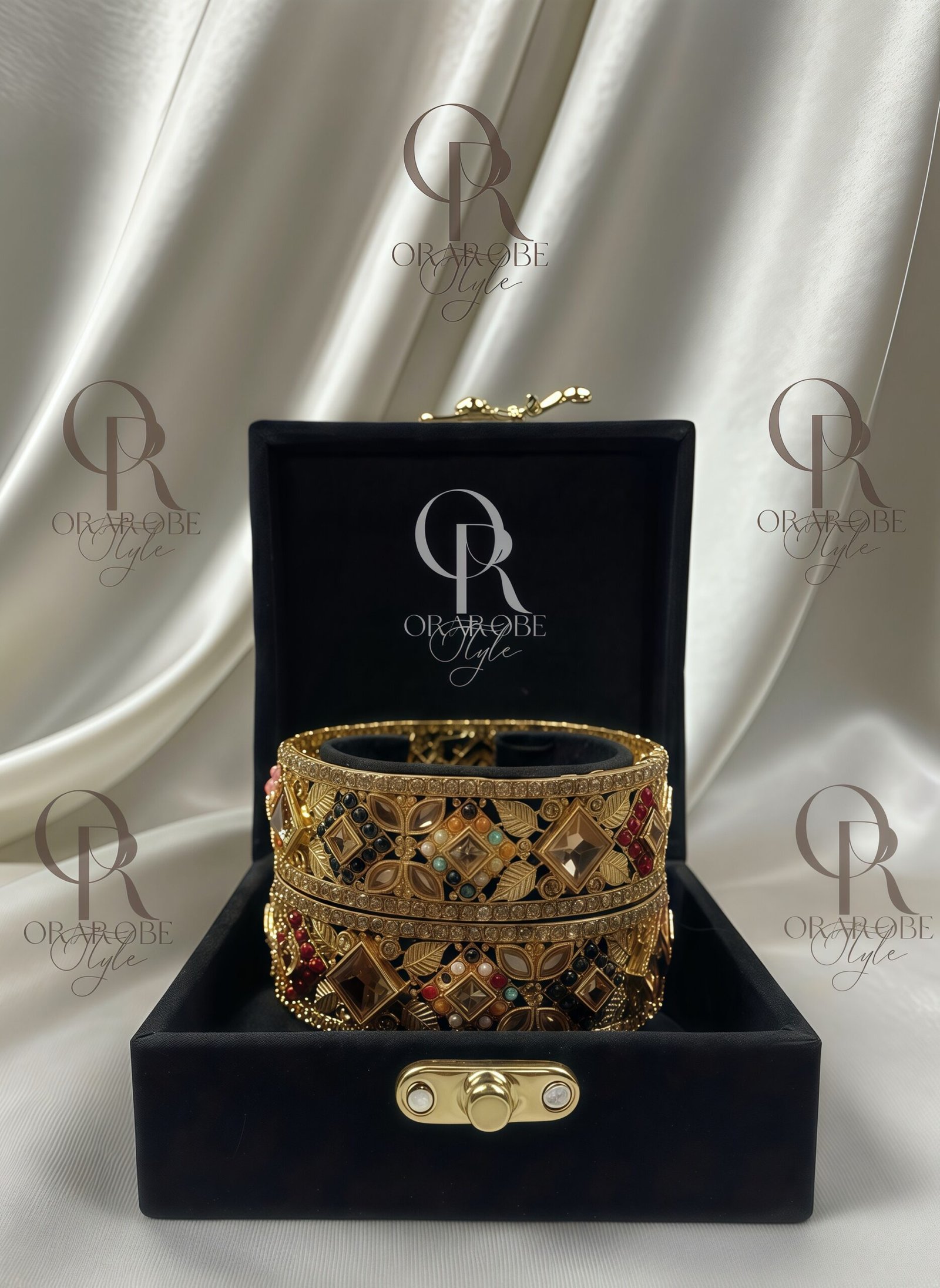 Multi-Color Navratan Gold-Plated