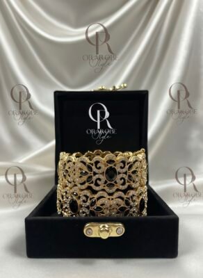 Royal Black Stoned and Gold Designer