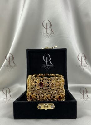 Festive Ruby and Crystal Studded Openable Bangles Set
