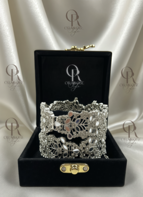 Ethnic Silver-Toned Floral Cutout Bangles Set