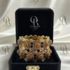 Ethnic Antique Gold-Toned Sunflower Pattern Bangles